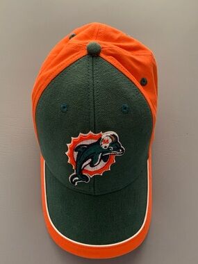 NFL Miami Dolphins Green and Orange Team Logo Baseball Cap